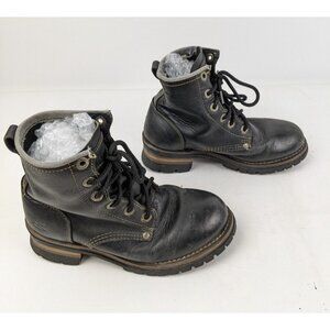 Skechers Logger Boots Womens 6.5 Black Leather Vintage Y2K Ankle Combat 7025